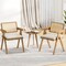 Set of 2 Rattan Accent Chairs with Padded Cushion & Rubber Wood Frame for Living Room